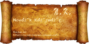 Novák Kázmér névjegykártya